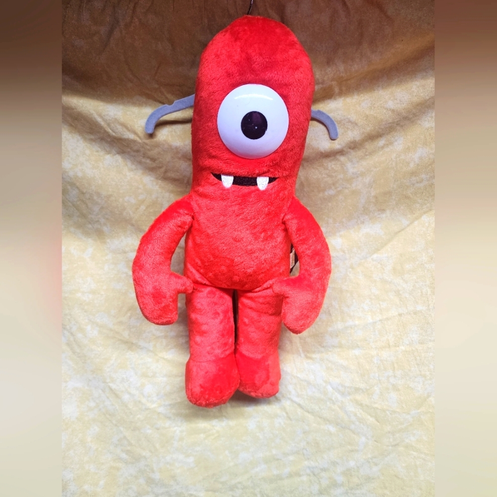 Yo Gabba Gabba Muno 17" Red Plush Zippered Backpack Nickelodeon 2013